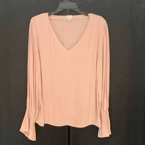 A New Day Blush V-Neck Blouse